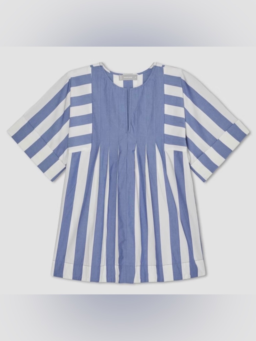 Everlane women’s The Poplin Tunic Mazarine Blue Bone Blouse Sz Medium- EUC